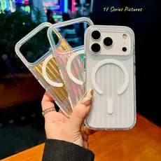 Laser RIMOWA Mala Ondulada Capa De Telefone Magnética Transparente Para IPhone17Air 13 14 15 16 17Pro Max Plus IMD Lamin