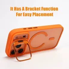 Cosmic Orange Metal Stand Capa De Telefone Magnética Transparente À Prova De Choque Para IPhone 17Air 17 11 12 13 14 15