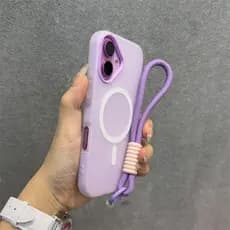 Capa De Telefone Magnética Luxuosa Fosca Em Cor Gelatinosa Com Cordão De Alça Para IPhone 11 12 13 14 15 16 Pro Max Plus