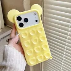 Artefato De Celebridade Da Internet Macaron Colors 3D Desenho Animado Em Forma De Ventosa Capa De Silicone Para IPhone17