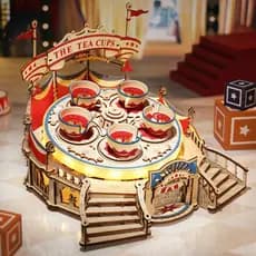 Estoque Pronto para Embarque Rápido Ruoke Fada Conto de Fadas Torneando Taça de Madeira Montagem 3D Quebra-cabeça Tridimensional Modelo de diy feito à mão Caixa de Música Gift Fêmea