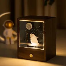 Presente Criativo Transfronteiriço de Madeira Bola de Cristal Luminoso Elk Astronauta Noturno Ornamentos de Luz Enviar Presente de Aniversário Feminino Masculino Z1