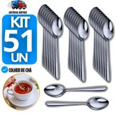 Kit Colheres de Chá Aço Inox Talher Café Cozinha Bar Restaurante Buffet Cafeteria Talheres Colher