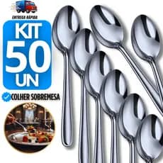 Conjunto 50 Colheres de Sobremesas inox  Para Doces Sorvete Bolos Cozinha Restaurante colher talher