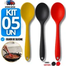 Conjunto Colher De Silicone Cozinha Gourmet Alta Resistência Arroz Molhos Carne Utensilio Colheres