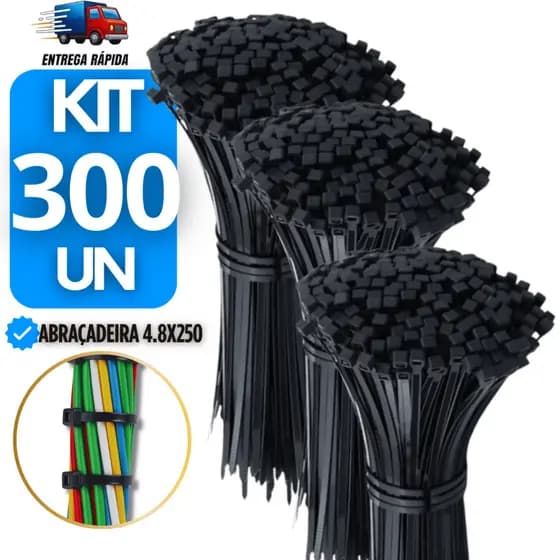 Jogo Abraçadeira Cinta Plástica/Abraçadeira Nylon/ Fita Hellerman 4.8x250mm Resistente Amarração