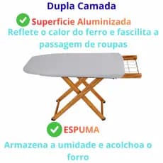 Forro Térmico Capa para Tábua de Passar Roupa Aluminizada e Acolchoada Com Espuma para Passar Roupas reforçado