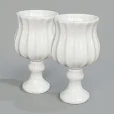 Kit c/ 2 Vasos Castiçal Cerâmica Classic Decoração Festa Aniversário Casamento Chá Revelação 21x10