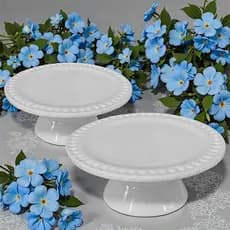 Kit c/2 Boleiras Redonda Pontilhadas Cerâmica Fria Decoração de Festa Aniversario Chá Revelação Casamento