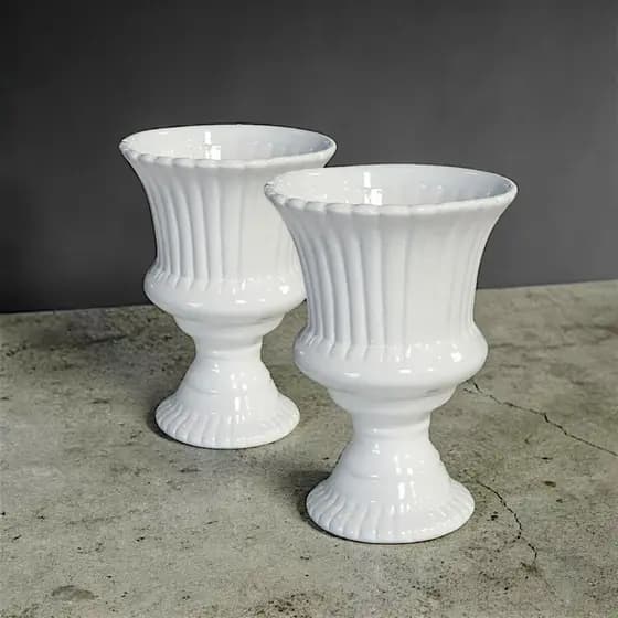 Kit c/2 Vasos Renda Cerâmica Decoração de Festas Casamento Chá Revelação