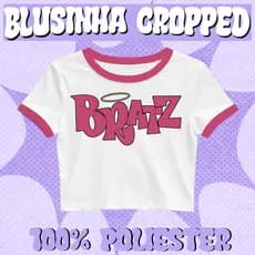 Cropped Blusinha Feminino BRATZ Manga Curta 100% Poliester Jersey