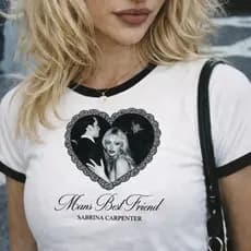 Camisa Feminina Baby Tee Sabrina Carpenter Mans Best Friend T-shirt Vintage Y2K estética BabyLook