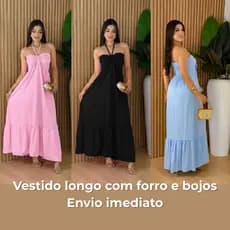 Vestido Longo Feminino Tomara que caia bojjo e forro