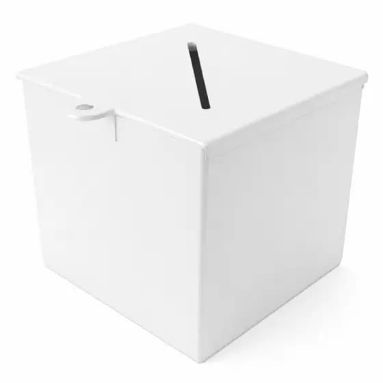 Caixa Urna Cofre Sugestão Acrílico Branco 17 x 17cm Decoração Enfeite Igreja Escola