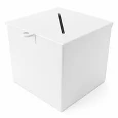 Caixa Urna Cofre Sugestão Acrílico Branco 17 x 17cm Decoração Enfeite Igreja Escola
