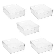 5 Caixa Cesta 32 x 26,5  Organização Armazenamento Multiuso Closet Lavanderia Cozinha Banheiro