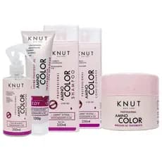 Kit KNUT AMINO COLOR:Shampoo250ml+condicionador250ml+Máscara300g+Leave-in Spray 200ml+hairRemedy130g