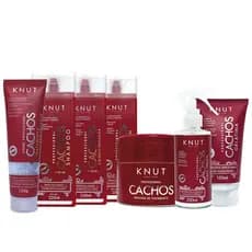 Kit KNUT CACHOS: Shampoo 250ml + Condicionador 250ml + Máscara 300g + Leave-in 250 ml + Acqua Thermal 200ml + Gelatina Cachos 150 ml + Hair Remedy 130g