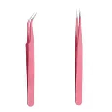 Set C/ 2 Pinças Curvatura E Reta Extensão De Cílios Cor Rosa