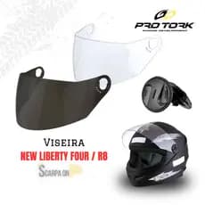 Viseira Capacete New Liberty 4 e R8 Fumê / Cristal Botão Reparo - Pro Tork