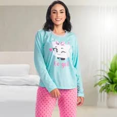 Pijama Feminino de Frio Conjunto Longo Calça e Blusa de inverno Master Confort Bichinhos POPijamas
