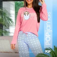 Pijama Feminino Blogueira Longo de Inverno Conjunto Calça e Blusa de Frio Master Confort Fofos POP