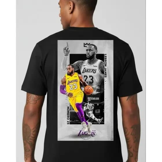 Camiseta Masculina Preta Estampa Basquete Nº23 | Algodão Premium