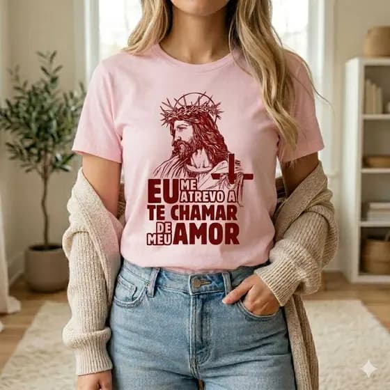 Camiseta Cristã Jesus Eu Me Atrevo a Te Chamar Meu Amor Feminina Estilo Casual Moderna PREMIUM