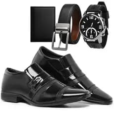 Kit Sapato Social Vérez Masculino Com Carteira Cinto E Relógio Ponteiro 803VP
