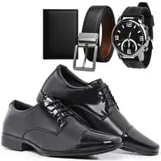 Kit Sapato Social Vérez Masculino Com Carteira Cinto E Relógio Ponteiro 801VP