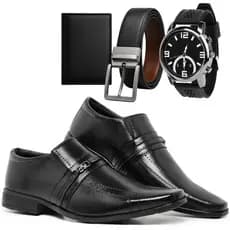 Kit Sapato Social Vérez Masculino Com Carteira Cinto E Relógio Ponteiro 805FP