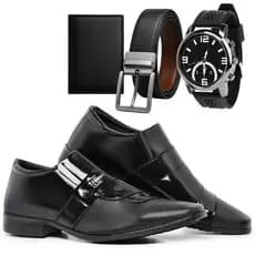 Kit Sapato Social Vérez Masculino Com Carteira Cinto E Relógio Ponteiro 837VP