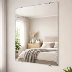 Espelho De Vidro Retangular 100x80cm Fixação em Parede Para Quarto/Sala/Banheiro