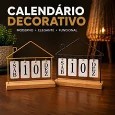 CALENDÁRIO DE MESA DECORATIVO COM PLAQUINHAS DOURADO OU PRETO