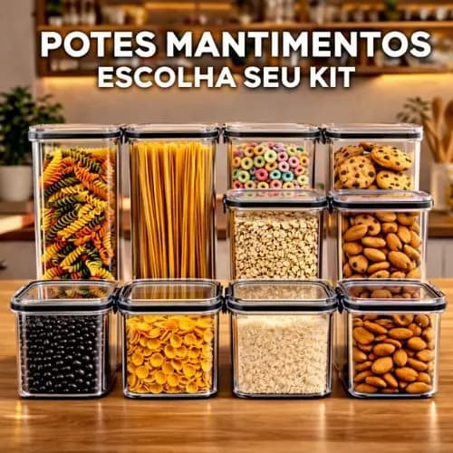 Potes Herméticos em Acrílico Cristal para Cozinha Empilhável Organizador para Mantimentos