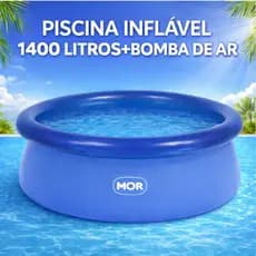 PISCINA INFLÁVEL+ BOMBA DE AR REDONDA MOR 1400 LITROS