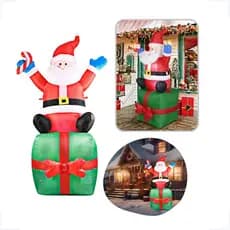 Papai Noel Inflável Sentado Saco Presente Enfeite 1,90m  Natalina Decoração Natal Casa Boneco Grande Fim De Ano