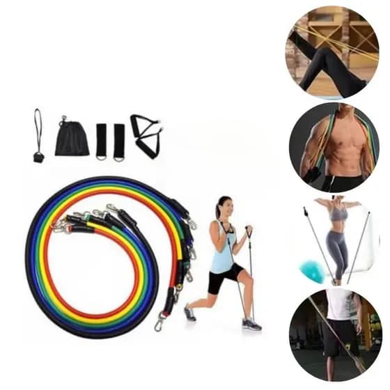 Kit Faixas Elásticas Treino Ginástica Exercícios Multifunção Flexibilidade Alongamento Fortalecer Músculo
