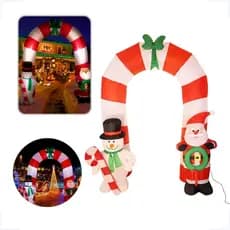 Arco Inflável Decoração Natal Grande Papai Noel Natalina Festa Iluminação LED Decore Sua Entrada Estilo Externa Casa
