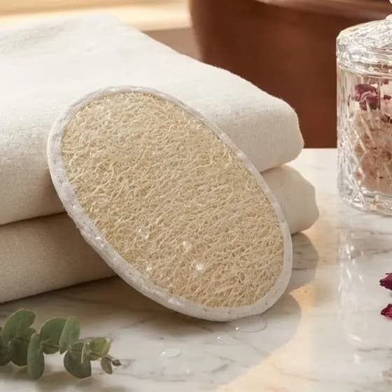 Bucha Vegetal Oval Natural Banho Esfoliação Profunda Ativa Circulação Remove Impurezas Corporal Suave