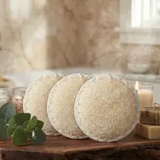 Kit 3 Buchas de banho Vegetais Naturais Spa Esfoliante Banho Esponja Orgânica Fibra Vegetal Remove Impurezas
