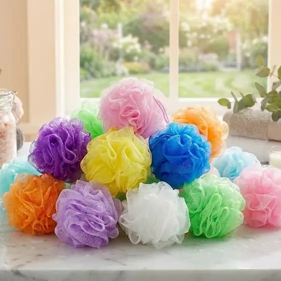 Esponja de Banho Flor Esfoliante Nylon Flor Macia Acessório Colorida Para Pele Higiene Diária