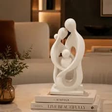 Escultura Família Decoração Elegante Enfeite Casa Amor Eterno União e Proteção Peça Decorativa