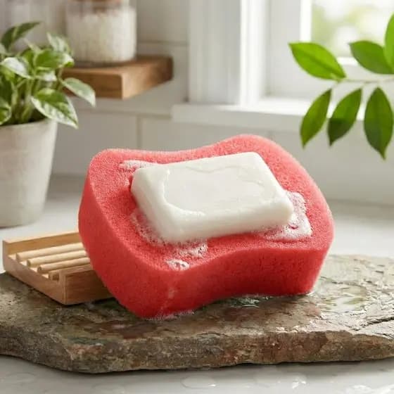 Esponja Banho Saboneteira Porta Sabonete Barra Esfoliante Espuma Limpeza Suave Pele Macia Lisa