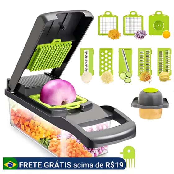 Cortador, Fatiador e Ralador Manual Multifuncional De Legumes e Alimentos (12 funções)