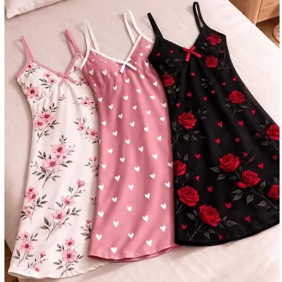 Kit De Camisola ESTAMPADA Feminina de Liganete Premium  Pijama Sensual Confortável Leve Ou 1 Unidade