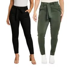 Kit 2 Calça Feminina Social Tecido Bengaline Estica Muito com Bolso e Laço 36 ao 44
