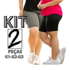 Kit 2 Shorts Legging  Feminino Plus Size Academia Fitness