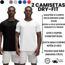 Kit 2 Camiseta Dry Fit Básica Anti Suor Academia