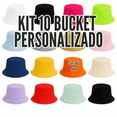 KIt 10 Chapéu Bucket Personalizado Original Tradicional Liso Unissex